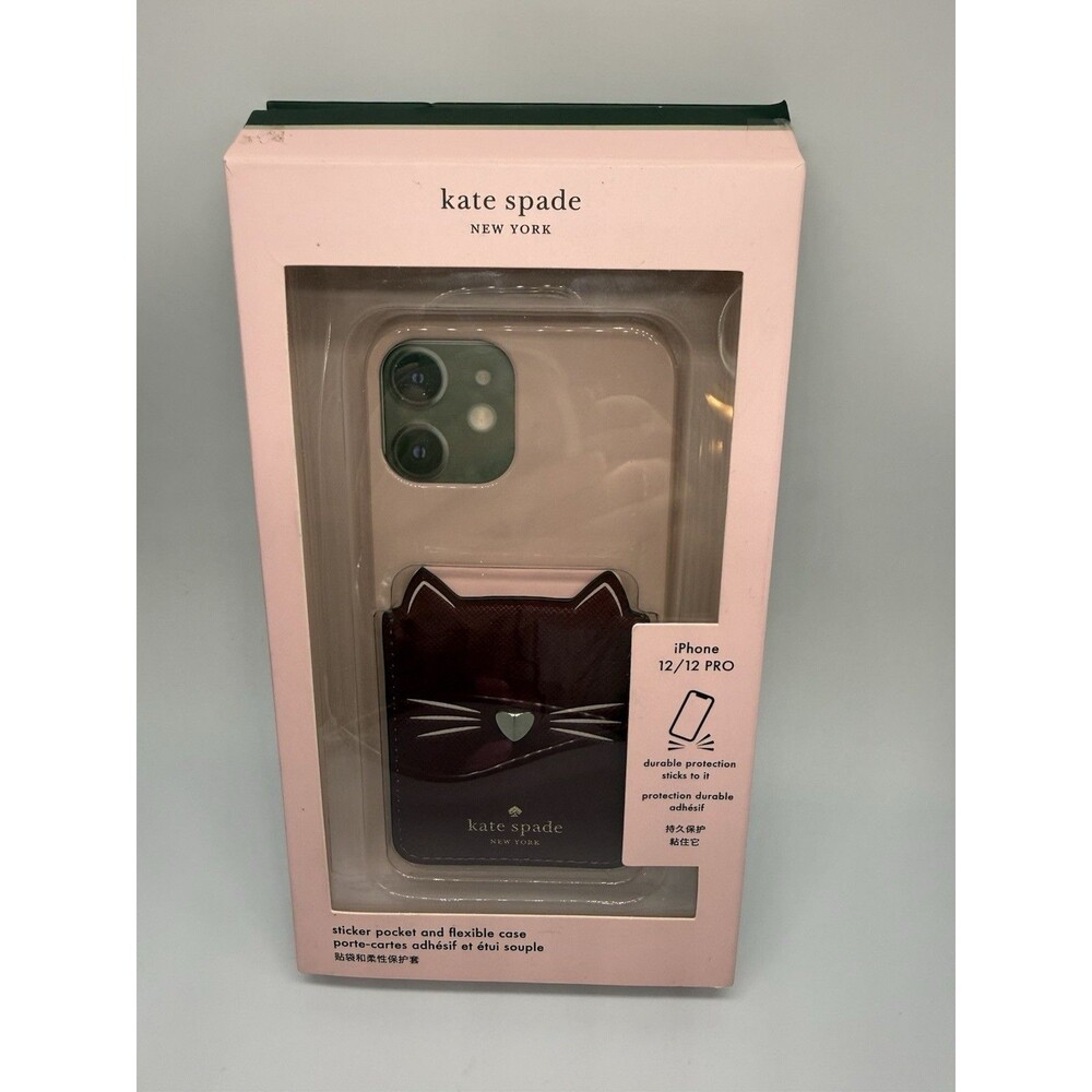 Kate Spade Meow iPhone 12 12 Pro Case Cat Card Pocket WIR00148 New